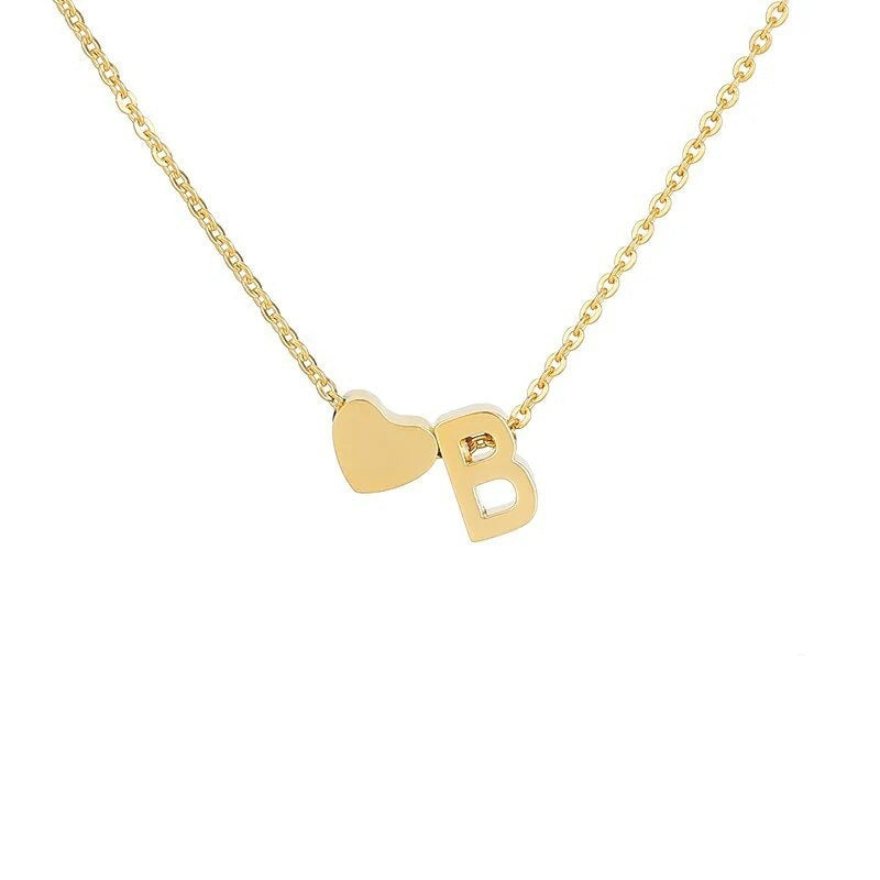 Simple Love Necklace Stainless Steel English 26 Letters