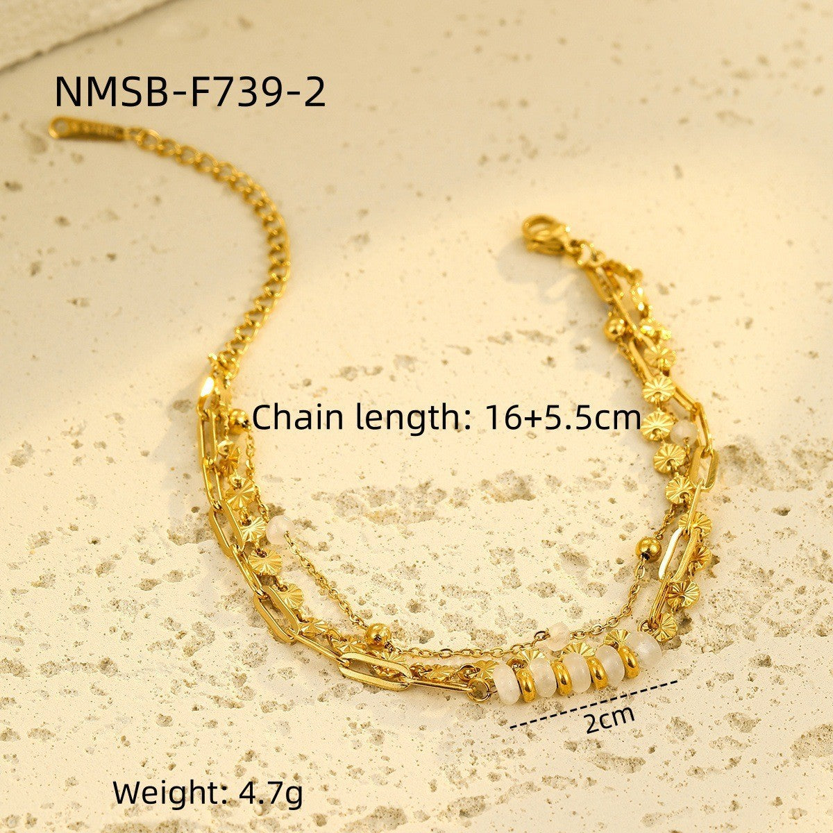 Niche Ins Natural Stone Freshwater Pearl Design Stainless Steel Bracelet