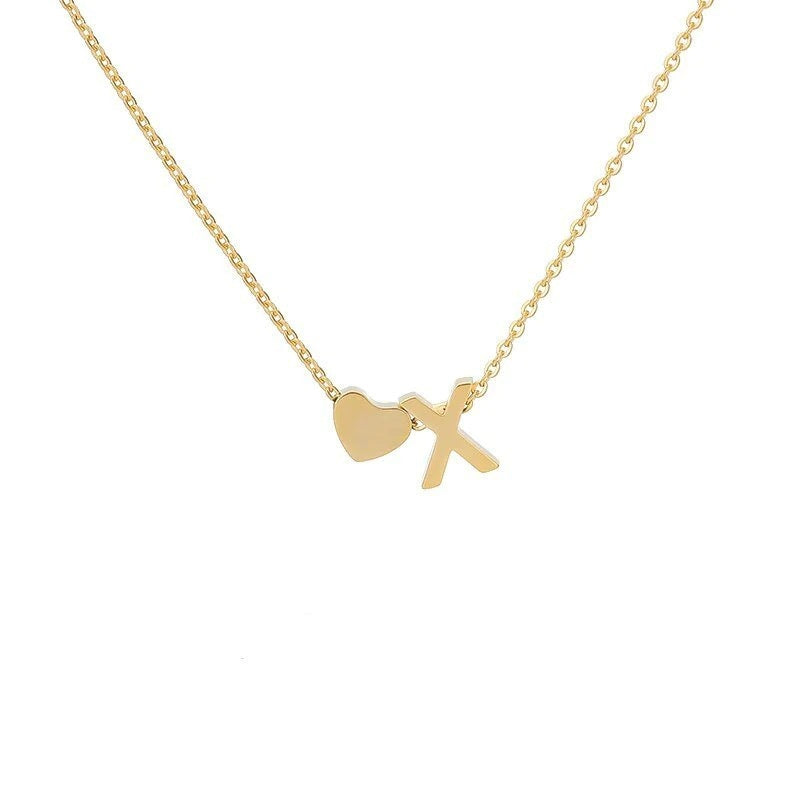 Simple Love Necklace Stainless Steel English 26 Letters