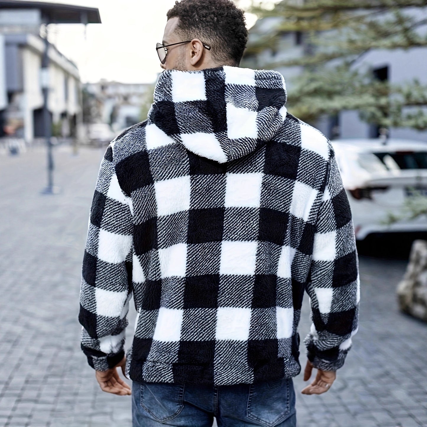 European And American Autumn And Winter Plaid Pattern Imitation Fur Men's Break