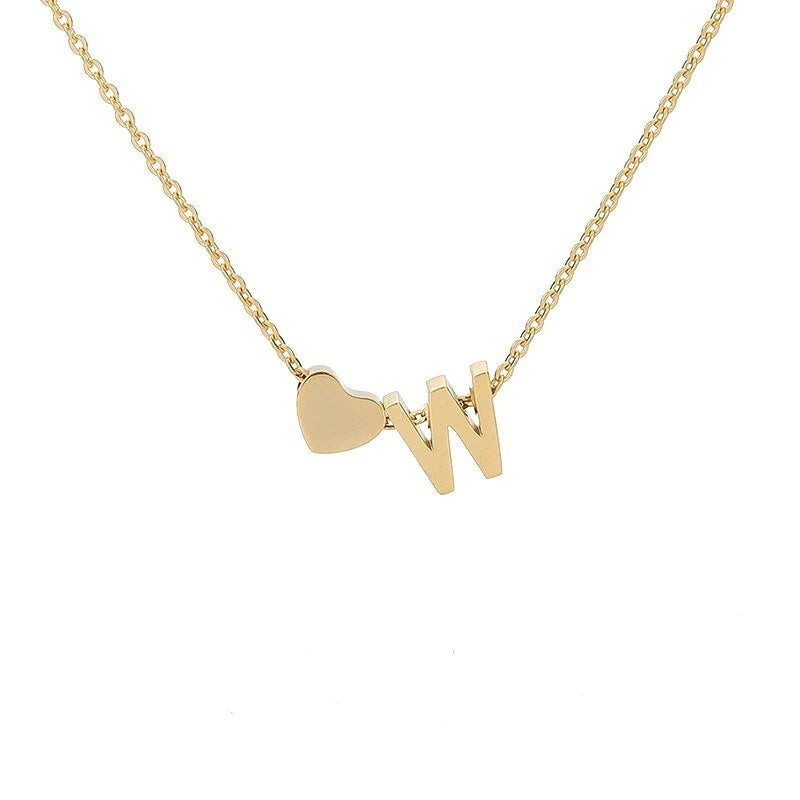 Simple Love Necklace Stainless Steel English 26 Letters