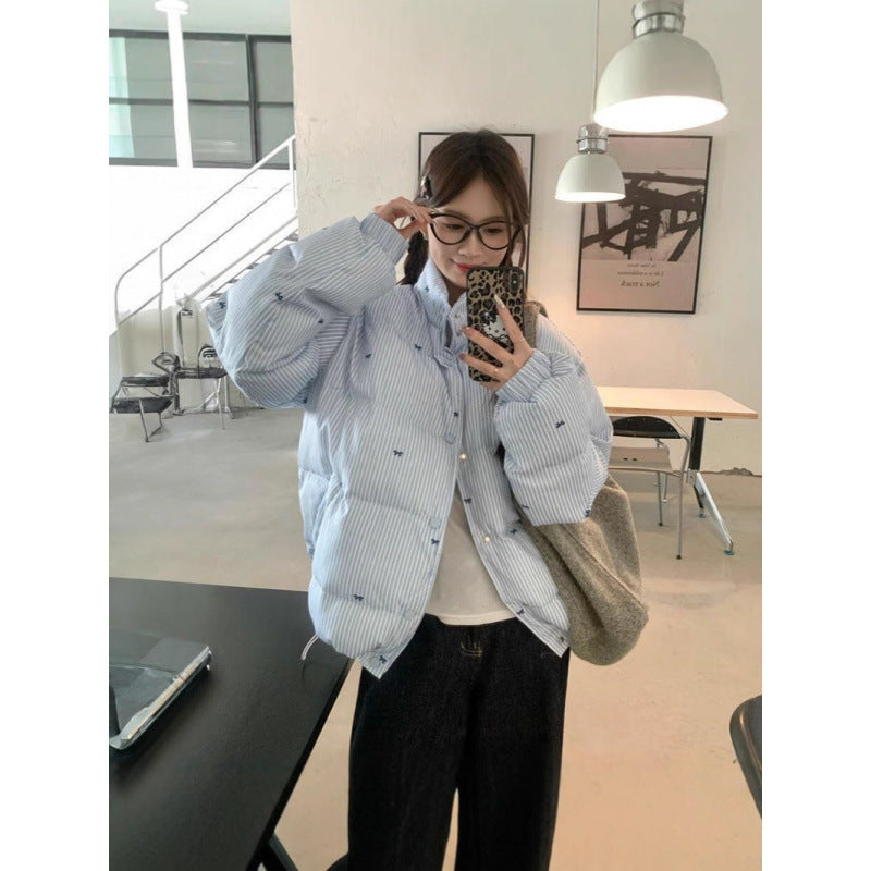 Women's Bow All-matching Thickened Coat