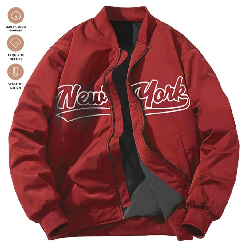 Baseball Uniform Retro Stand Collar Top Easy Matching Coat