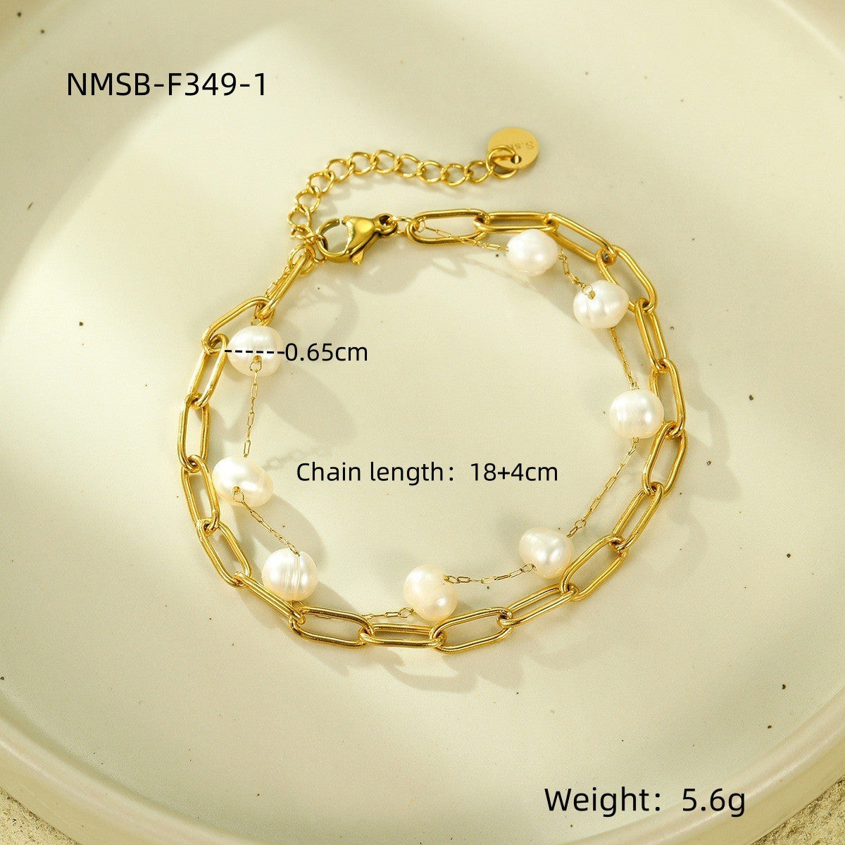 Niche Ins Natural Stone Freshwater Pearl Design Stainless Steel Bracelet