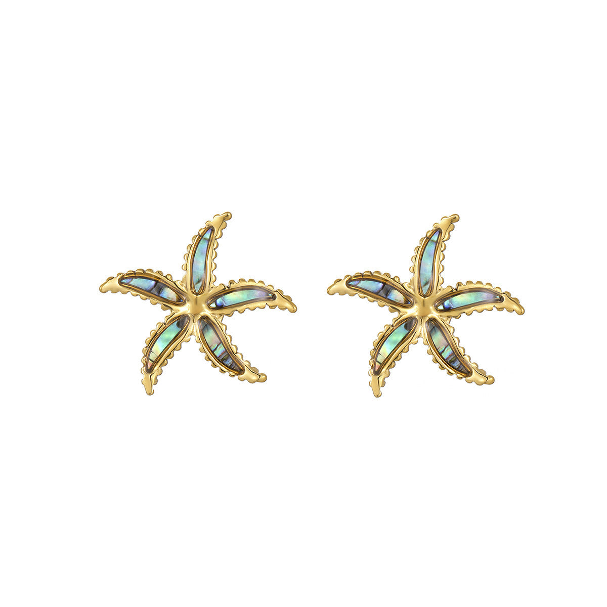 Starfish-shaped Fritillary Stud Earrings Open Ring