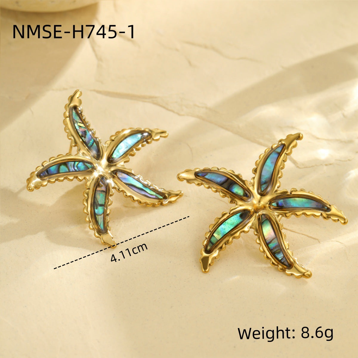 Starfish-shaped Fritillary Stud Earrings Open Ring