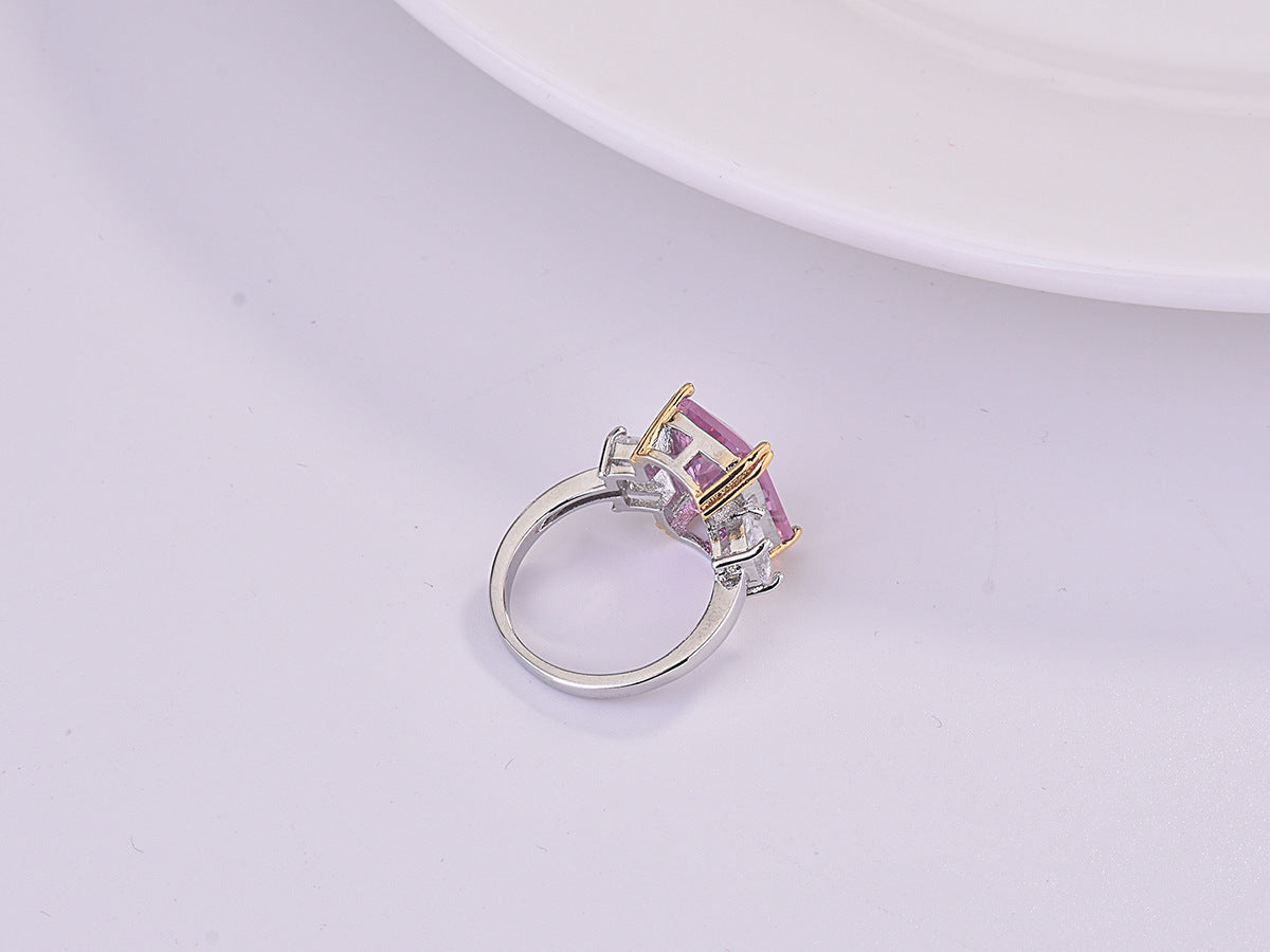 Two-Tone Square Princess Triangle Diamond Ring