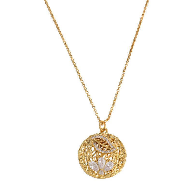 RETRO Geometric Diamond-studded Necklace Women's All-match High-grade Light Luxury Personalized Pendant