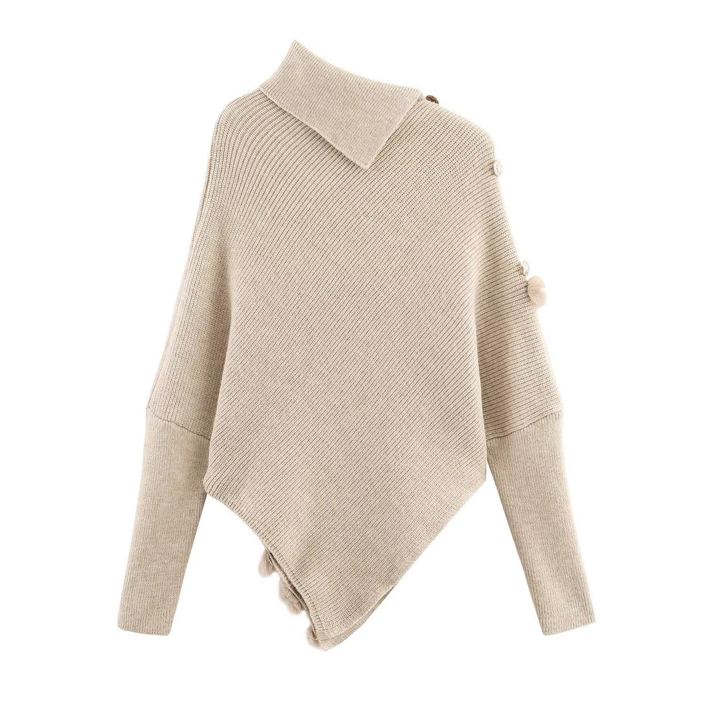 Women's Irregular Turtleneck Long-sleeved Sweater