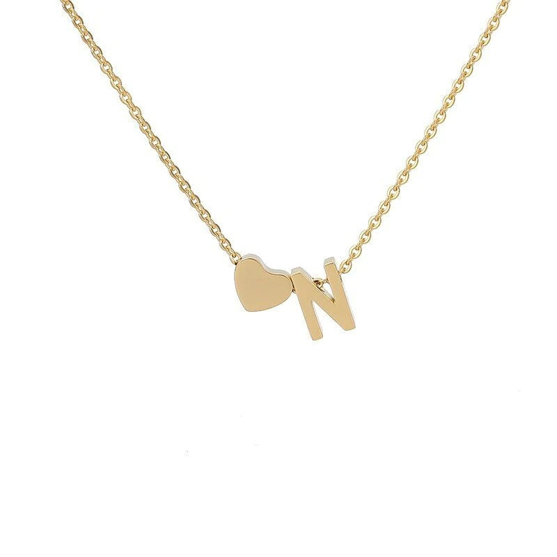 Simple Love Necklace Stainless Steel English 26 Letters