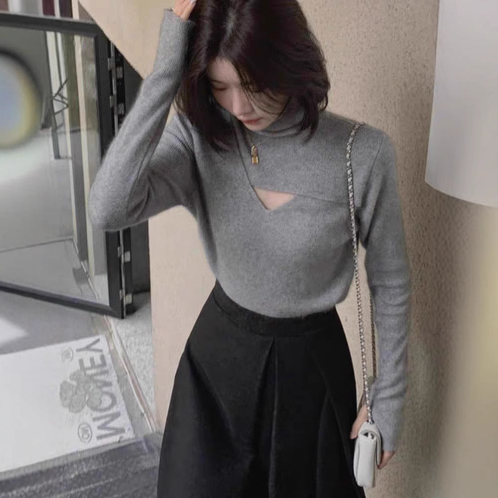 Women's Spring Autumn Underwear Turtleneck Slim Top