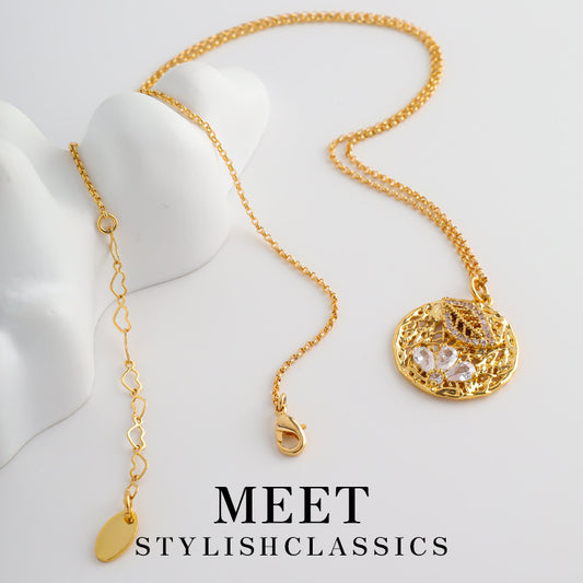 RETRO Geometric Diamond-studded Necklace Women's All-match High-grade Light Luxury Personalized Pendant