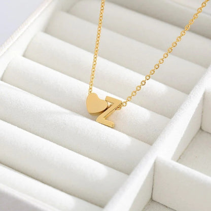 Simple Love Necklace Stainless Steel English 26 Letters
