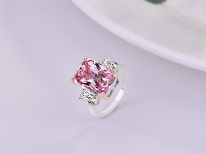 Two-Tone Square Princess Triangle Diamond Ring