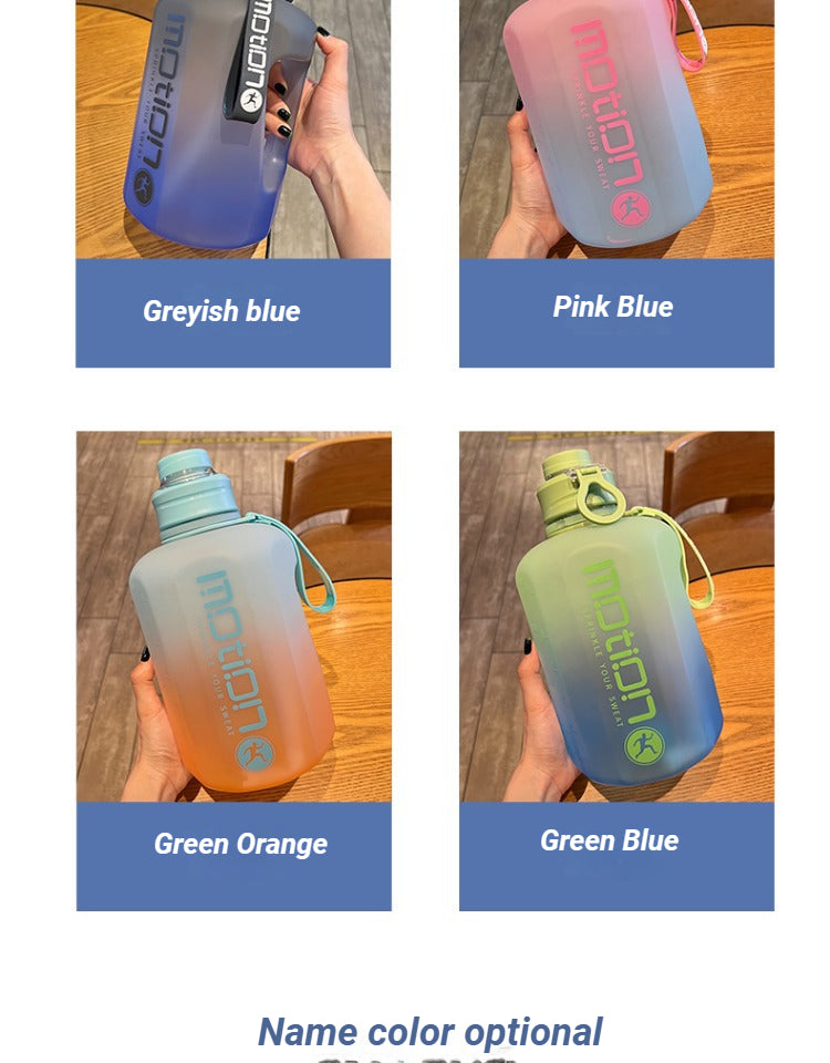 1pc Round 2.2L/77.93OZ Big Large Capacity Sports Water Bottle, Plastic, Gradient, Portable, Reusable, PVC Free, with Straw, for Fitness, Outdoor, Hand Wash Only