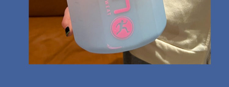 1pc Round 2.2L/77.93OZ Big Large Capacity Sports Water Bottle, Plastic, Gradient, Portable, Reusable, PVC Free, with Straw, for Fitness, Outdoor, Hand Wash Only