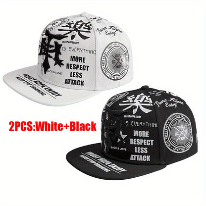 2PCS Embroidered Polyester Snapback Baseball Caps with Flags Theme, Adjustable Breathable Hip Hop Hats for Outdoor Fashion Trends