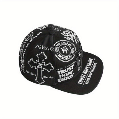 2PCS Embroidered Polyester Snapback Baseball Caps with Flags Theme, Adjustable Breathable Hip Hop Hats for Outdoor Fashion Trends