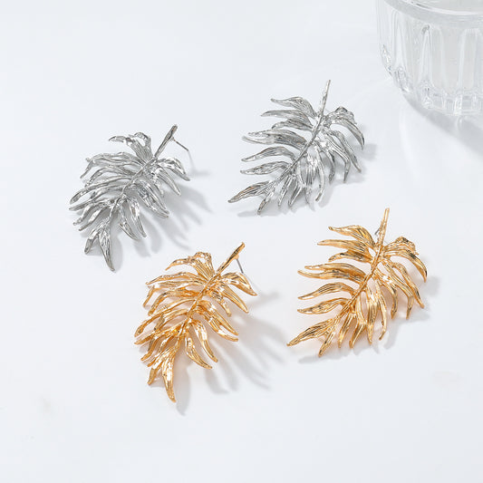 Leaves Simple Earrings Women's Advanced Design Cold Style