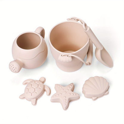 8pcs/set Beach Toy Baby Sand Bucket Set BPA Free Food Grade Silicone Safe Beach Travel Toys For Boys And Girls Summer Outdoor Toys Fun Kids Beach Sand Toy Set With Bucket 4 Colors