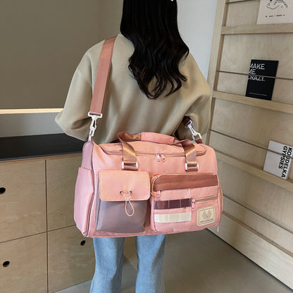 Fashion Color Contrast Multi-pocket Portable Travel Bag
