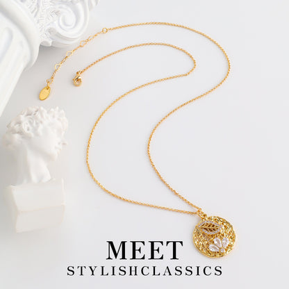 RETRO Geometric Diamond-studded Necklace Women's All-match High-grade Light Luxury Personalized Pendant