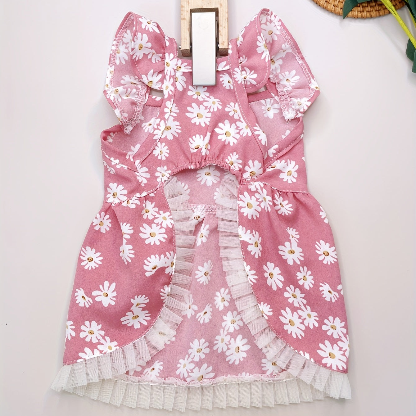 1pc Adorable Daisy Graphic Pet Dress - Soft, Breathable, Comfortable Loungewear for Dogs and Cats - Perfect for Summer Party, Outdoor Play, and Casual Wear