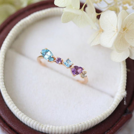 Gold-plated Inlaid Topaz Whiteamethyst Ring Geometric Retro Affordable Luxury