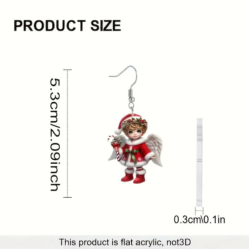 Acrylic Christmas Ornaments Little Angel Earrings