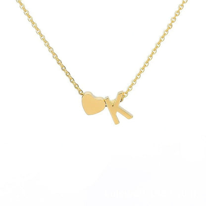 Simple Love Necklace Stainless Steel English 26 Letters
