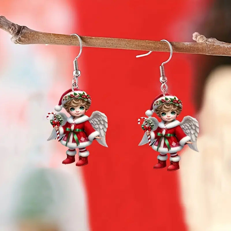 Acrylic Christmas Ornaments Little Angel Earrings