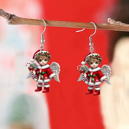 Acrylic Christmas Ornaments Little Angel Earrings