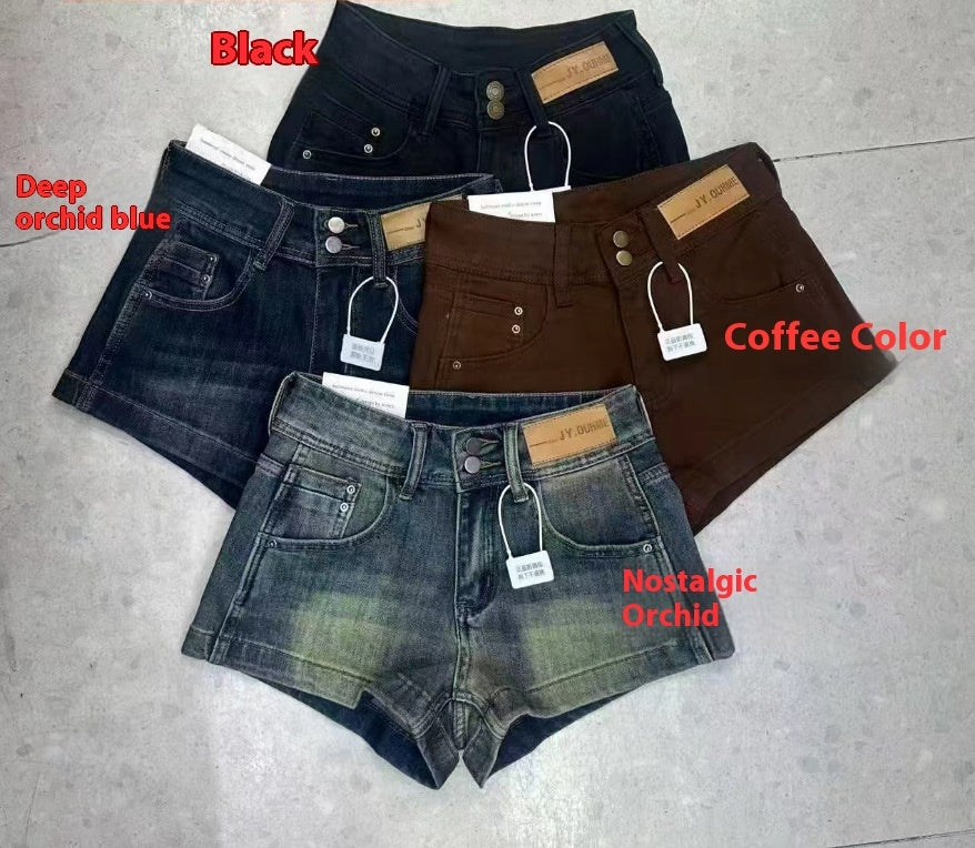 American Retro Denim Shorts Women's High Waist Slimming