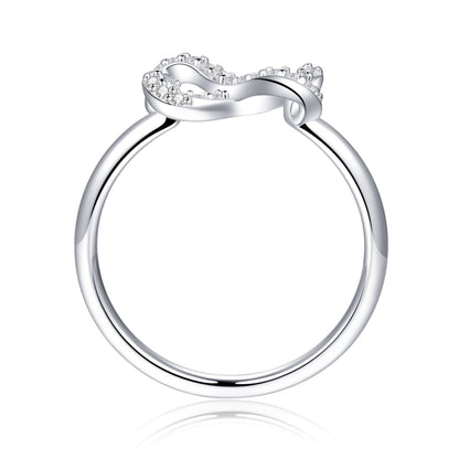 Sterling Silver Silver Jewelry Bow Ring Women's Love Silver Ring