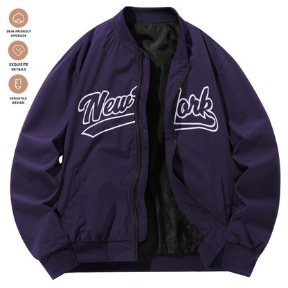Baseball Uniform Retro Stand Collar Top Easy Matching Coat