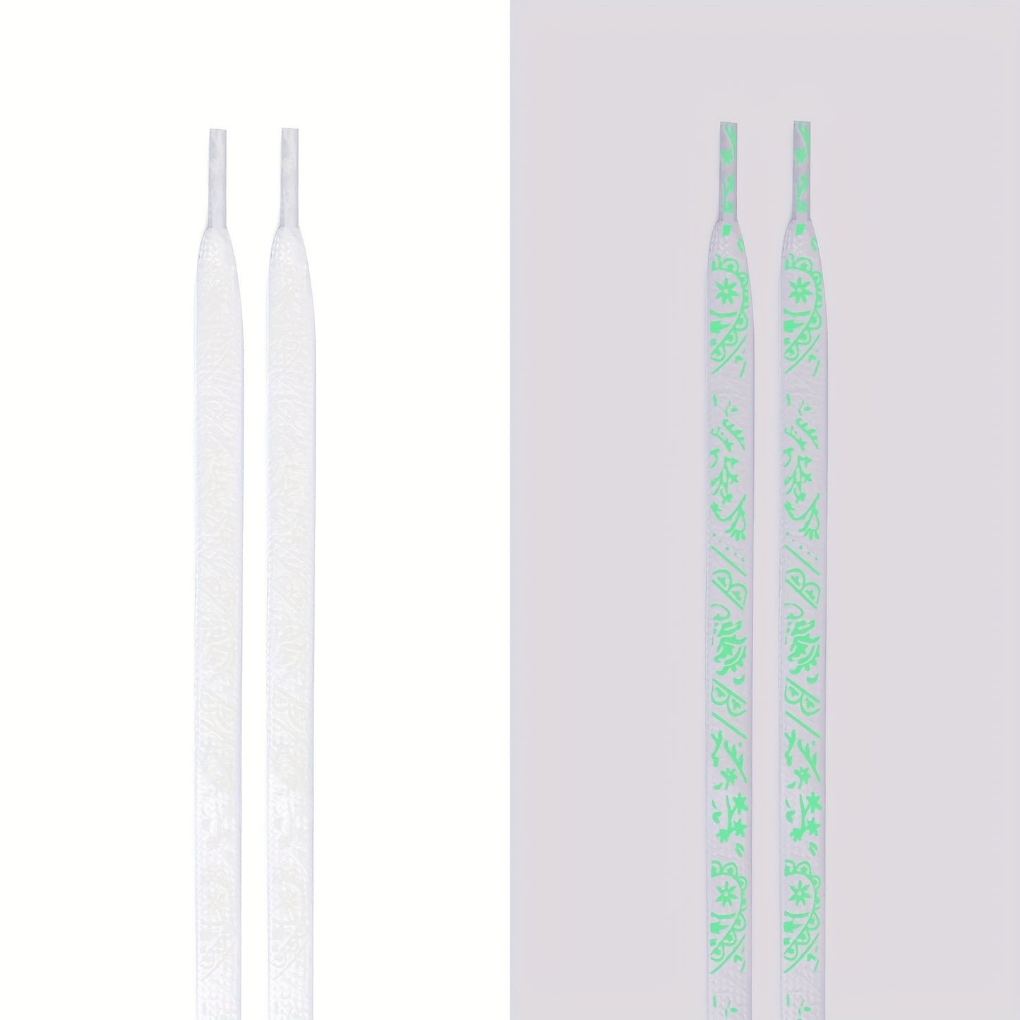 1 Pair of 47.24 Inch Long Glow-in-the-Dark Luminous Flat Shoelaces with Fluorescent Pattern for Enhanced Visibility at Music Festivals, Perfect for Sneakers, Boots & Shoes