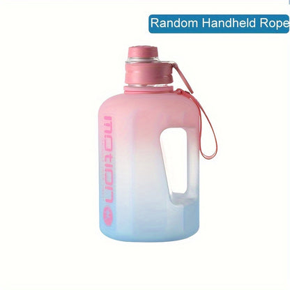 1pc Round 2.2L/77.93OZ Big Large Capacity Sports Water Bottle, Plastic, Gradient, Portable, Reusable, PVC Free, with Straw, for Fitness, Outdoor, Hand Wash Only