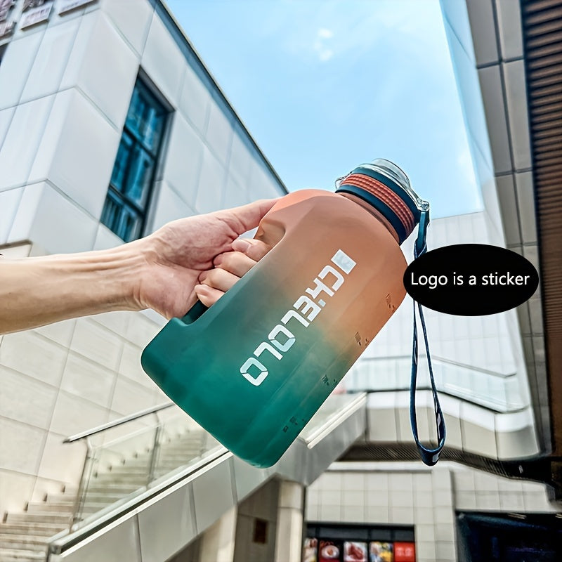 1pc Round 2.2L/77.93OZ Big Large Capacity Sports Water Bottle, Plastic, Gradient, Portable, Reusable, PVC Free, with Straw, for Fitness, Outdoor, Hand Wash Only