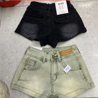 American Retro Denim Shorts Women's High Waist Slimming