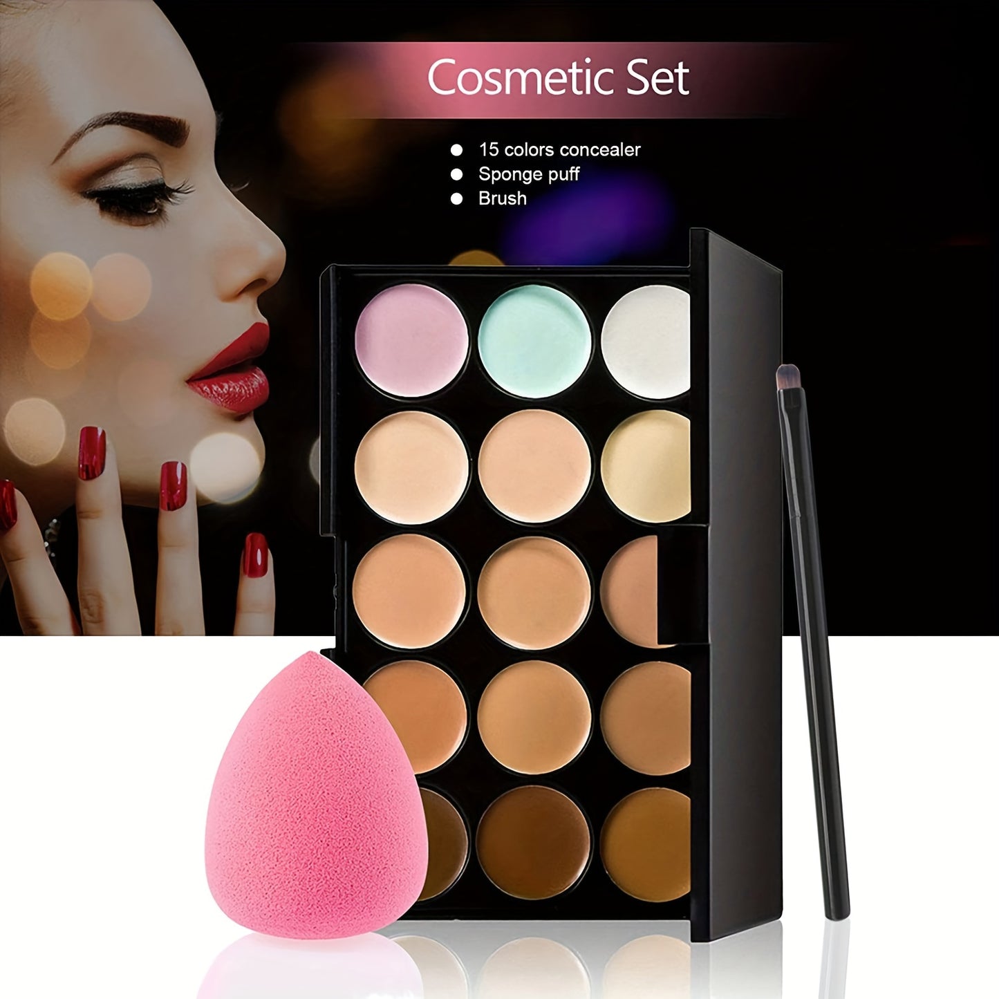15-Color Waterproof Concealer Palette Pro - Full Coverage Foundation for Acne, Dark Circles, Freckles, Scars, Brightening, Contouring, and Isolation with Free Beauty Egg Brush