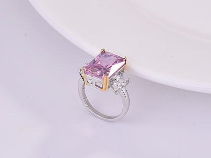 Two-Tone Square Princess Triangle Diamond Ring