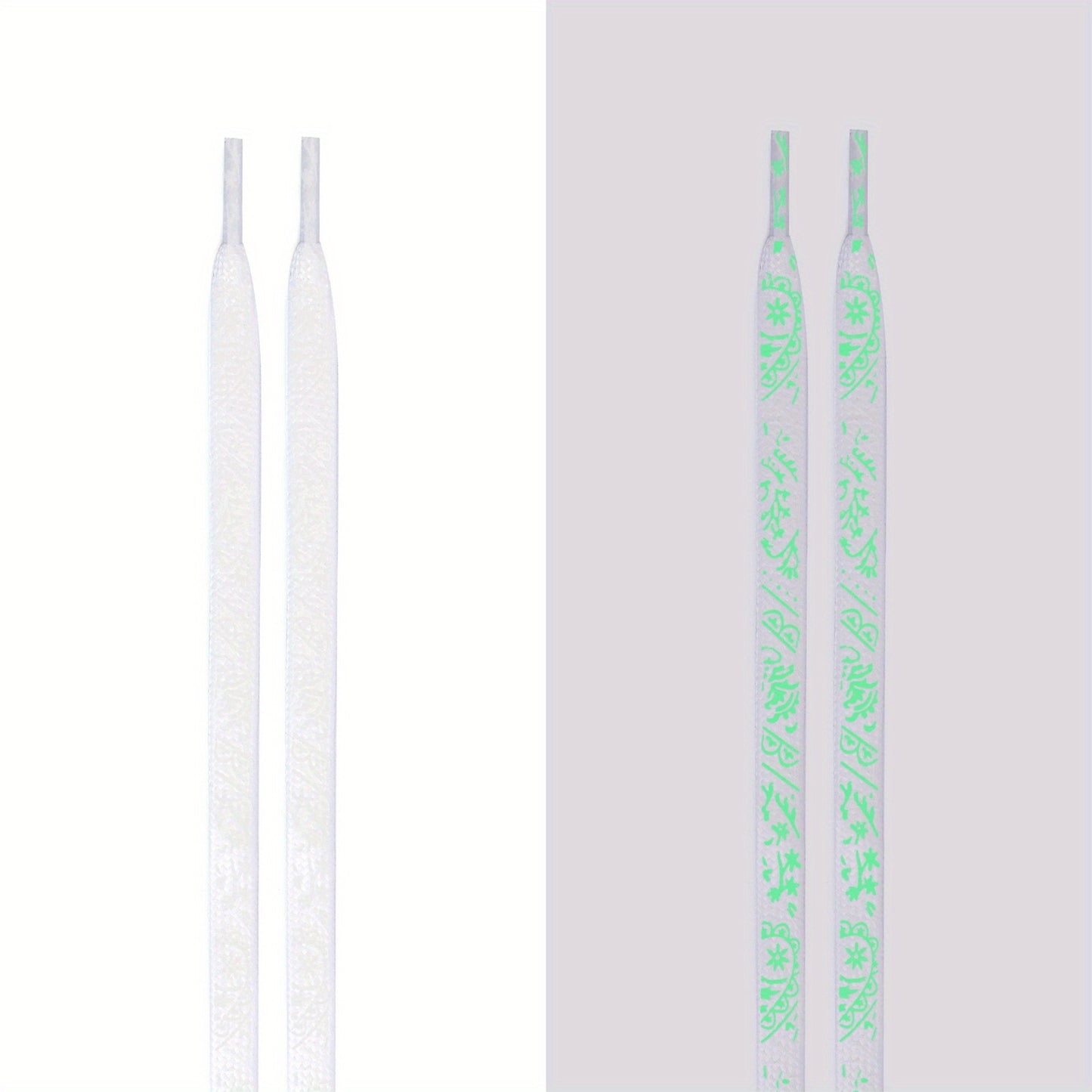 1 Pair of 47.24 Inch Long Glow-in-the-Dark Luminous Flat Shoelaces with Fluorescent Pattern for Enhanced Visibility at Music Festivals, Perfect for Sneakers, Boots & Shoes
