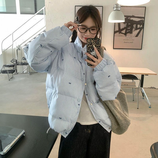 Women's Bow All-matching Thickened Coat