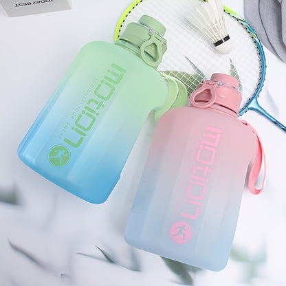 1pc Round 2.2L/77.93OZ Big Large Capacity Sports Water Bottle, Plastic, Gradient, Portable, Reusable, PVC Free, with Straw, for Fitness, Outdoor, Hand Wash Only