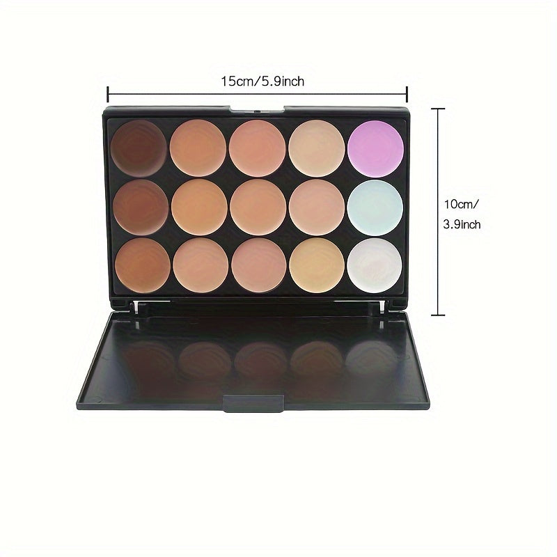 15-Color Waterproof Concealer Palette Pro - Full Coverage Foundation for Acne, Dark Circles, Freckles, Scars, Brightening, Contouring, and Isolation with Free Beauty Egg Brush