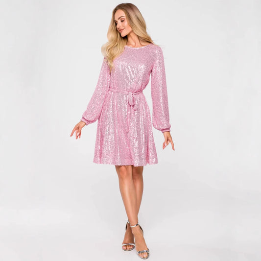 Glittering Beaded Dress For Holiday Party