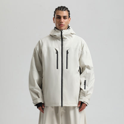 Men's Waterproof Breathable And Loose Zip Ski Suit Jacket