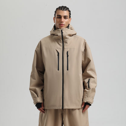 Men's Waterproof Breathable And Loose Zip Ski Suit Jacket