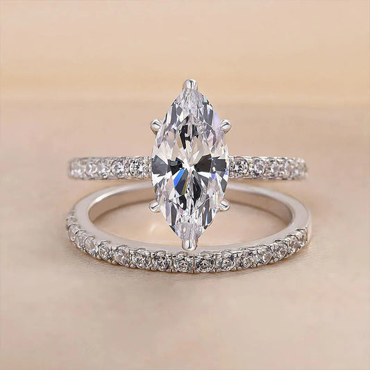 Fashion Shiny Couple Rings Female Inlaid Geometric Zircon Ring