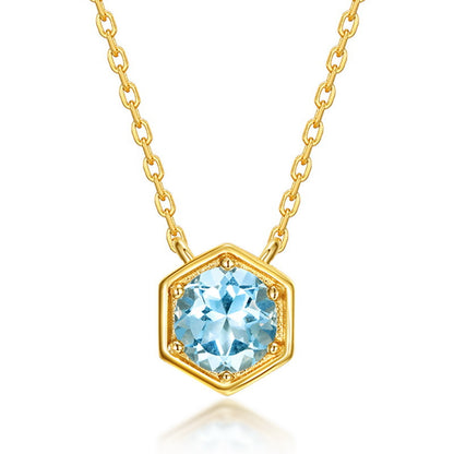 Twelve Birthstone S925 Silver Inlay Multicolor Cultivation Colored Gems Clavicle Chain Simple Necklace